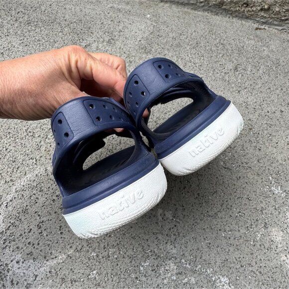 Native Chase Sugarlite Sandals Kids 12 Blue Adjustable Lightweight Summer Shoes - Picture 4 of 11